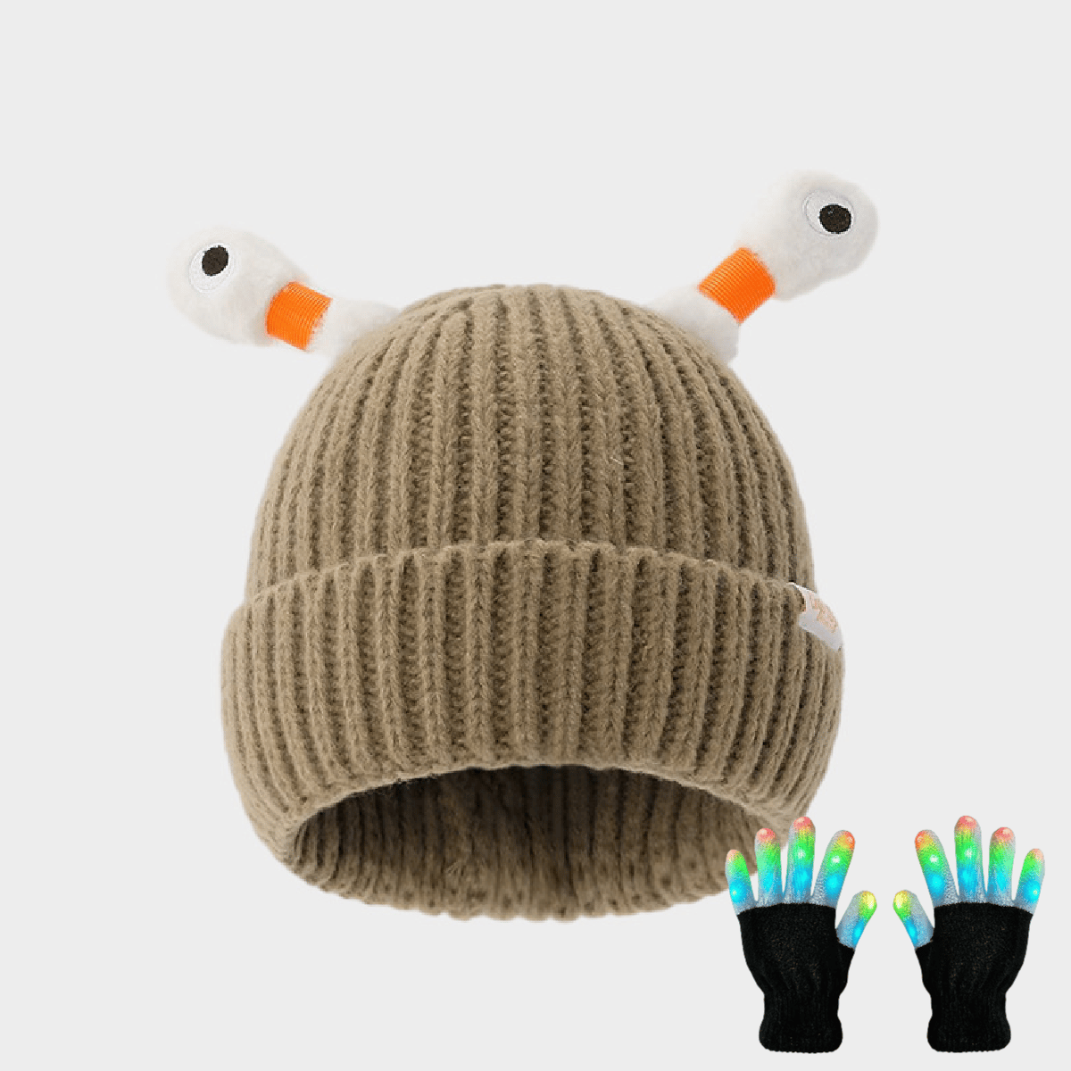 🔥Winter Parent-Child Cute Glowing Little Monster Knit Hat/Cute glowing little monster knitted hat