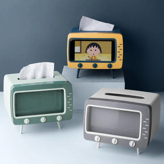 Tv Shape Tissue Box With Phone Holder