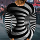 3D Geometric Vertigo Print Casual Top