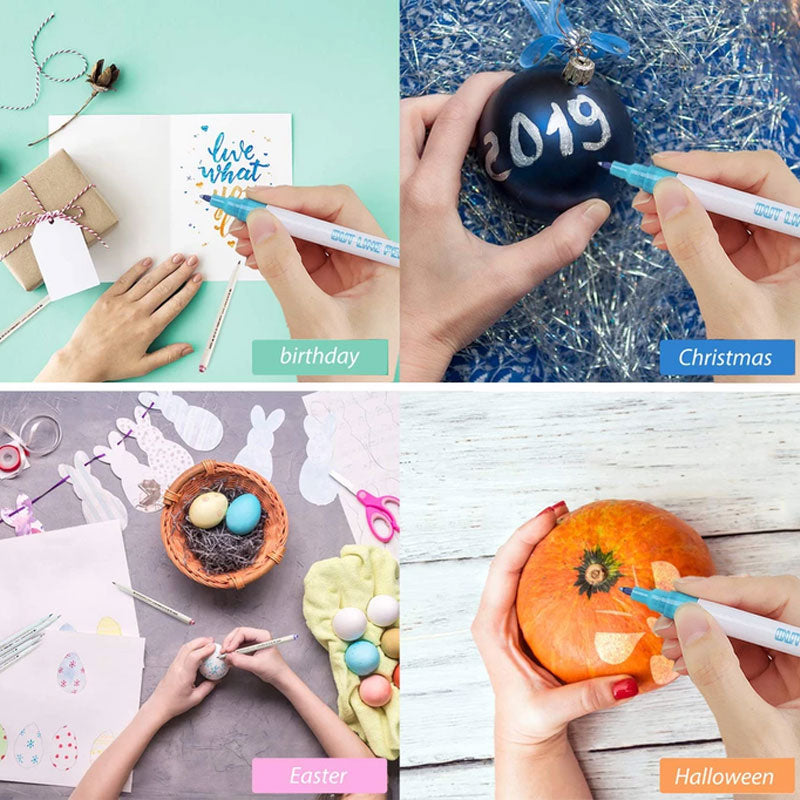 Gift Card Writing & Drawing Double Line Outline Pen---- 8 Colors