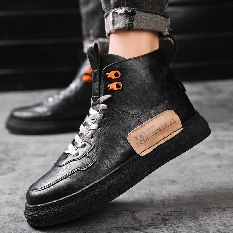 Men Letter Patch Lace-up Front Boots