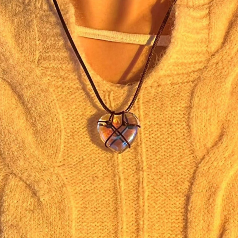 Barbie Diamond Castle Love Necklace Crystal Glass Heart