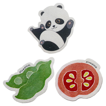 Absorbent Cartoon Wood Pulp Cotton Dishcloth Cleaning Cloth