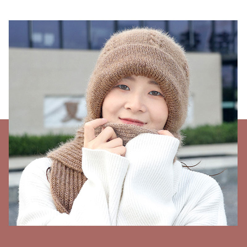 Women's Snow Cap With Hat And Scarf