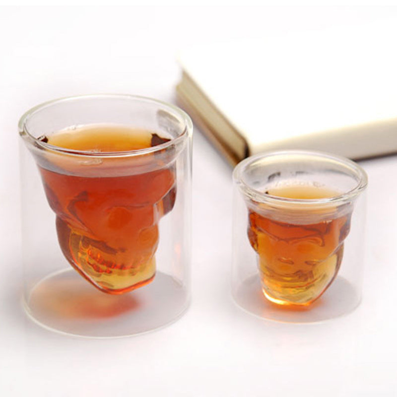 Double Walled Skull Glass Mug For Hot & Cold Drinks