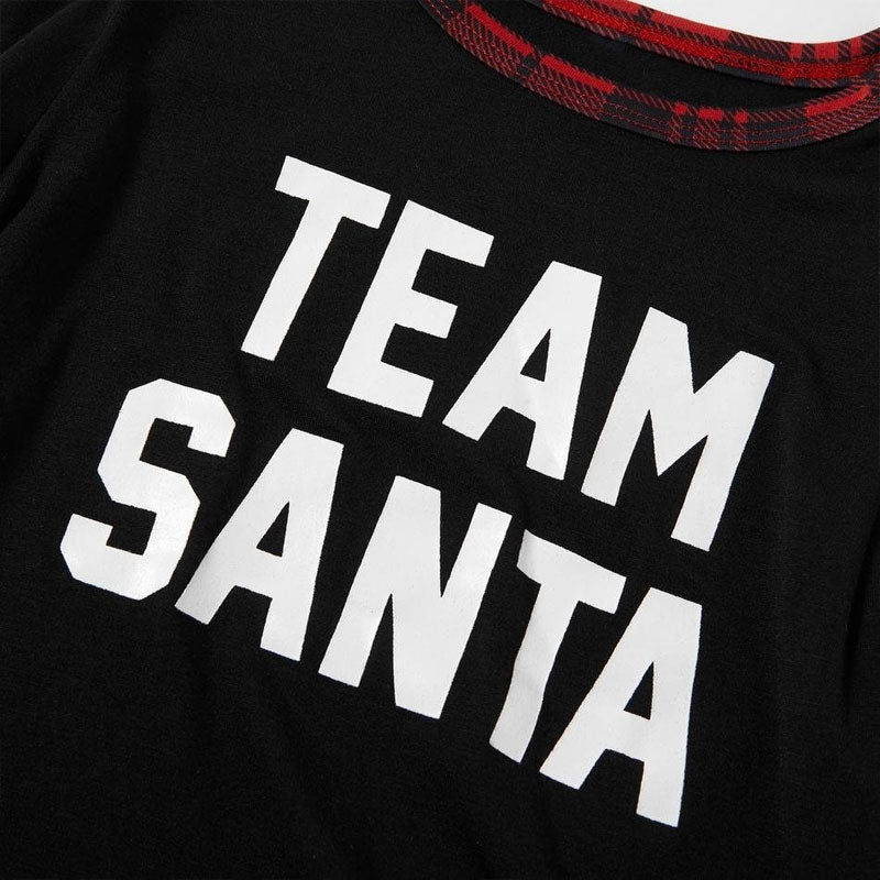 Christmas Team Santa Letter Print Buffalo Plaid Family Matching Pajamas Sets