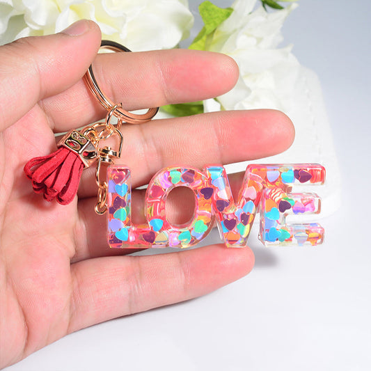 Conjoined Letter Love Car Keychain Pendant