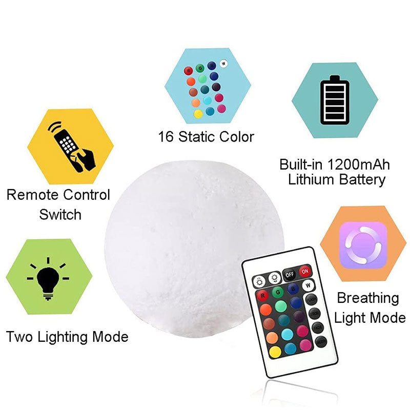 LED 3D Print Moon Light