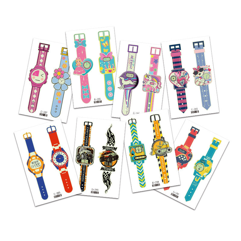 Cartoon Glowing Watch Tattoo Sticker (6 PCS)
