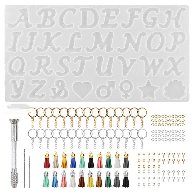 Crystal Resin Epoxy 26 Letters Keychain Mould