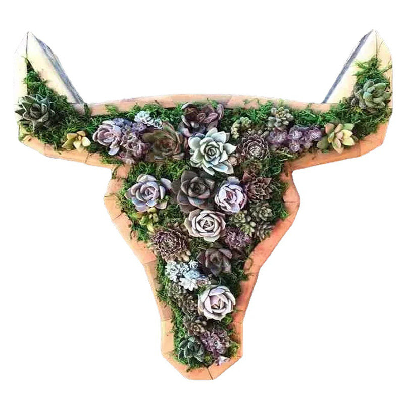 Bull Head Planter Statue Wall Mounted Outdoor Planter Pots