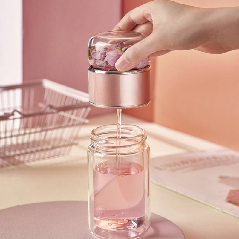 Double Wall Glass Tea Infuser Bottle