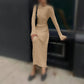 2023 Fall New Sleeved Knit Midi Dress