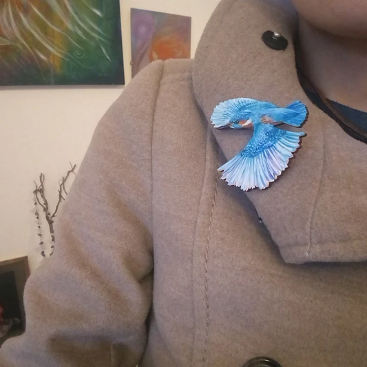 Kingfisher Wooden Brooch