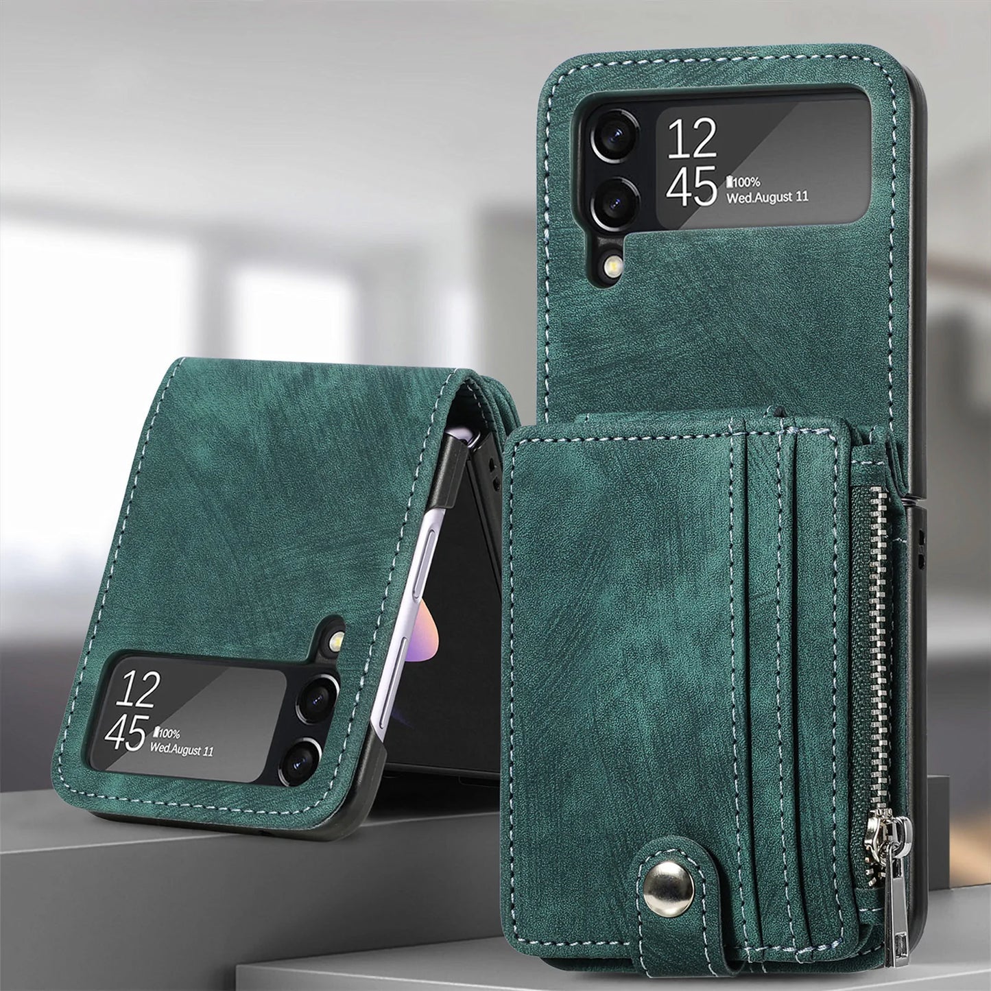 Suitable For Samsung z flip3/4 Wallet Phone Case With Card Holder