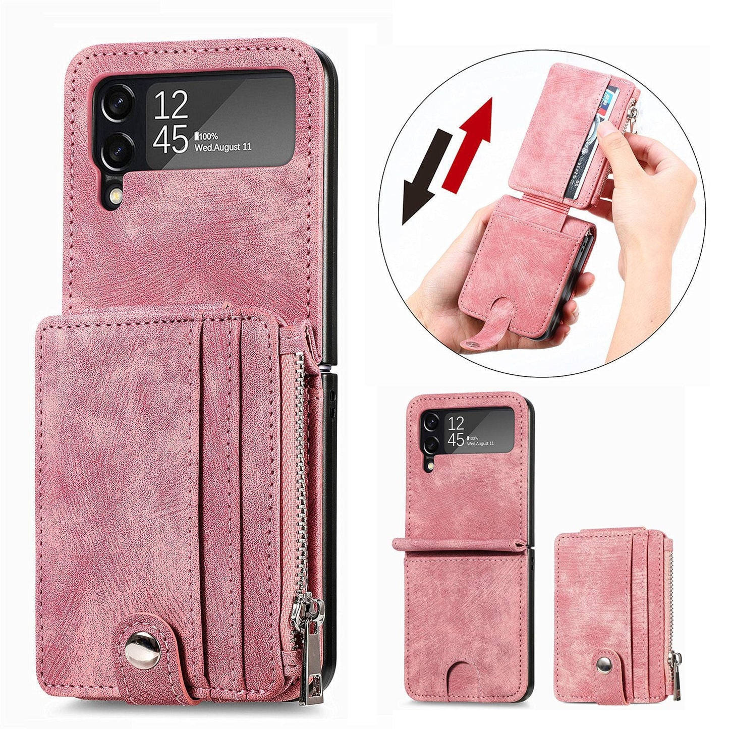Suitable For Samsung z flip3/4 Wallet Phone Case With Card Holder