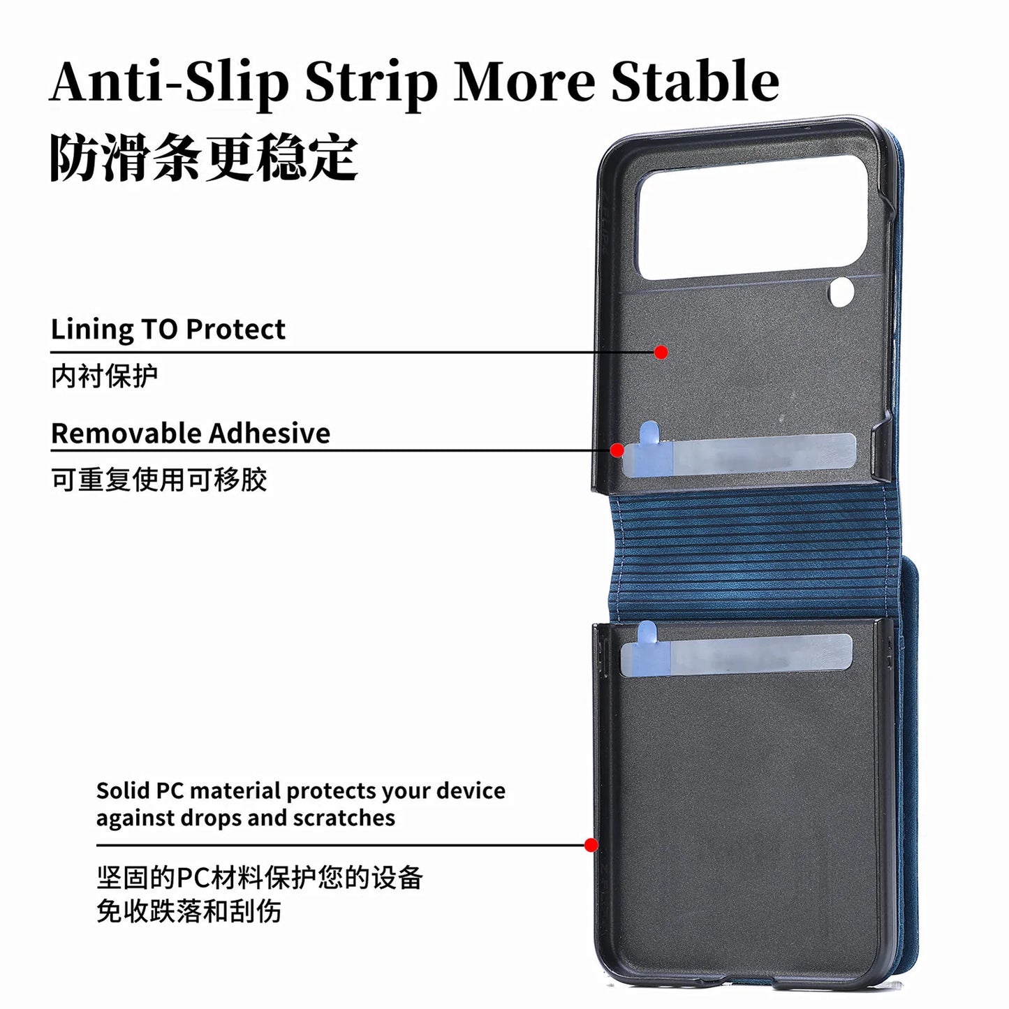 Suitable For Samsung z flip3/4 Wallet Phone Case With Card Holder