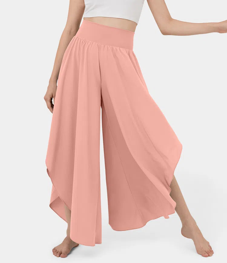 High Waist Ruffled Wide Leg Quick Dry Dance Pants