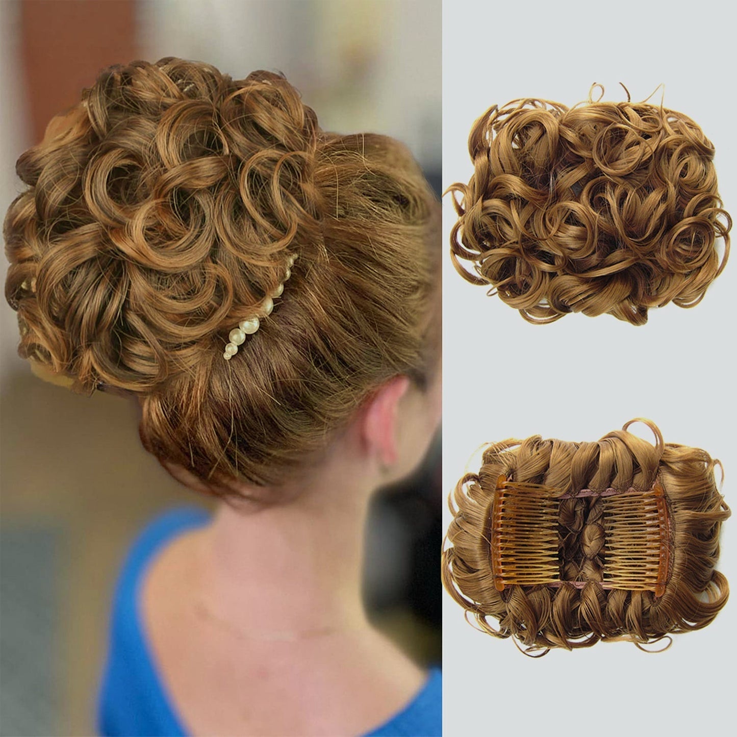 Extension De Chignon Pour Cheveux Bouclés Courts Et Désordonnés / Extension of Short and Messy Curly Hair Bun