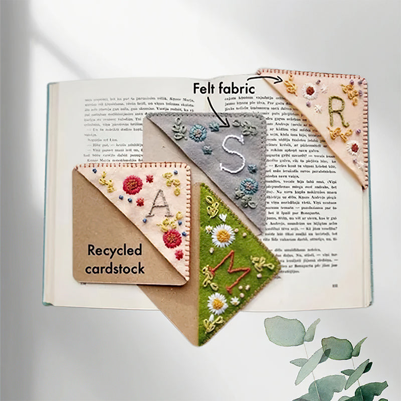 Personalized Hand Embroidered Corner Bookmark