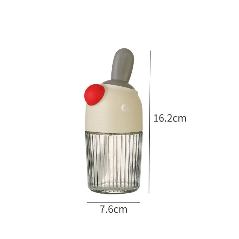 Spoon lid integrated Seasoning jar 280ml Beak Salt Jar Oil Brush Honey Stick