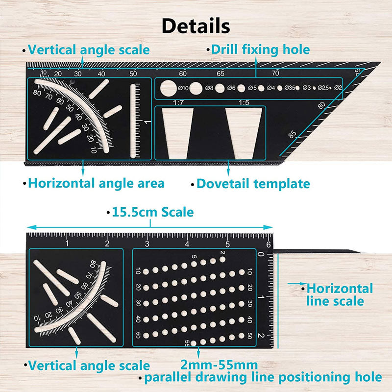 Multifunctional Woodworking Angle Measuring Devices