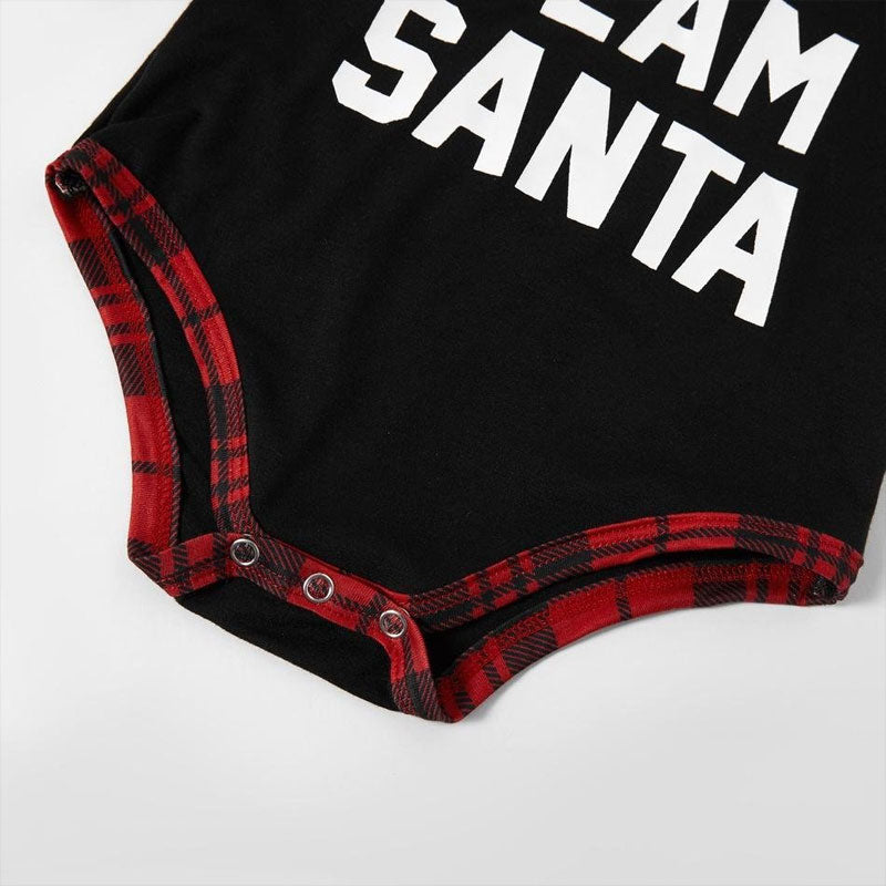 Christmas Team Santa Letter Print Buffalo Plaid Family Matching Pajamas Sets