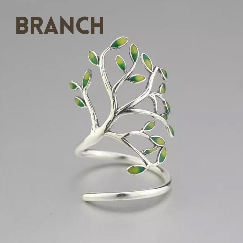 Green Leaf Branch Ring