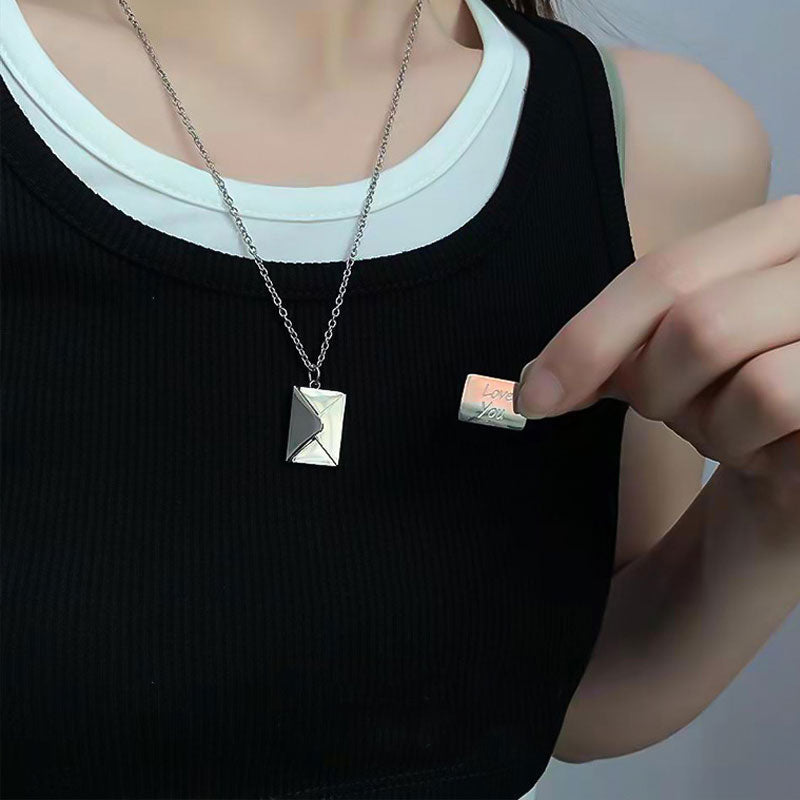 Stainless Steel Envelope Necklace