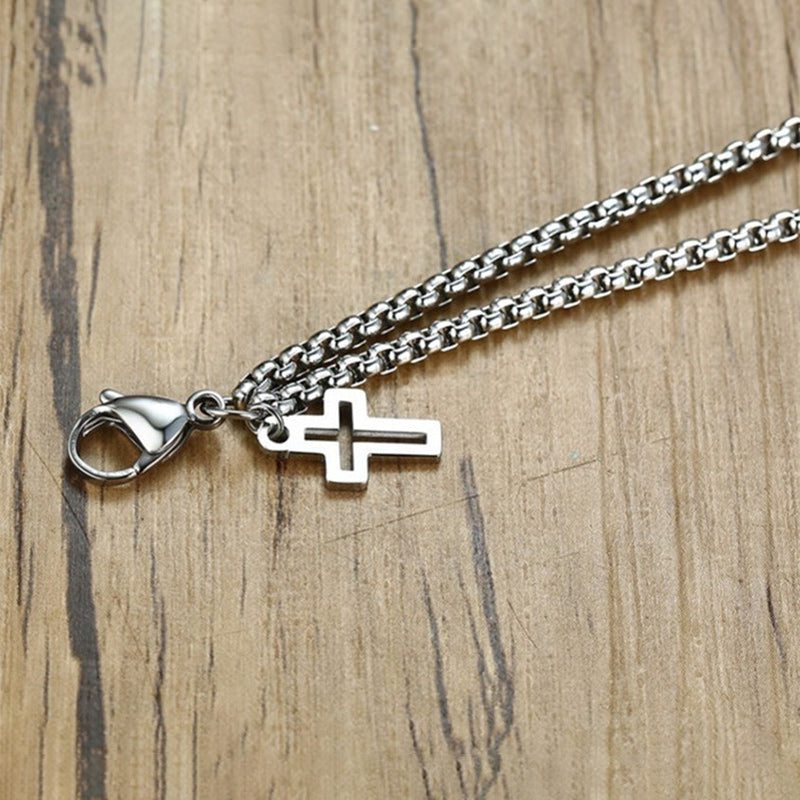 Double Layer Cross Bracelet, Stainless Steel Cross for Men