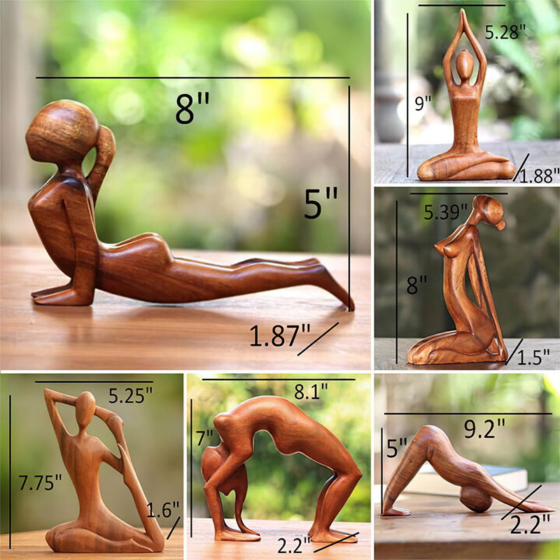 Yoga Pose Wood Carving Wood Sculpture Gifts