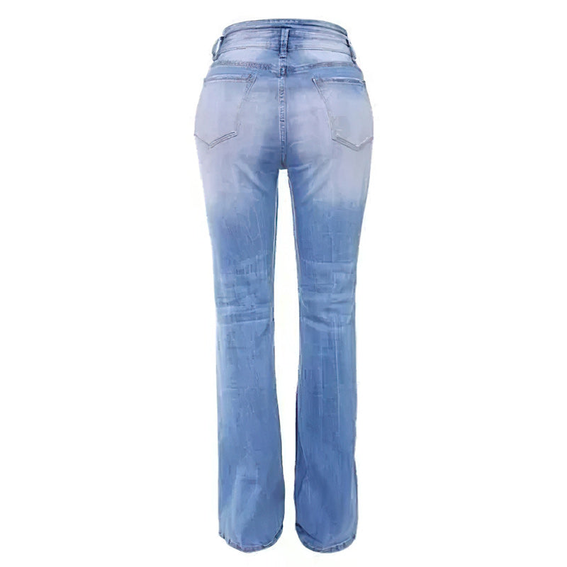 Vintage Button Fly High Waist Flare Leg Jeans