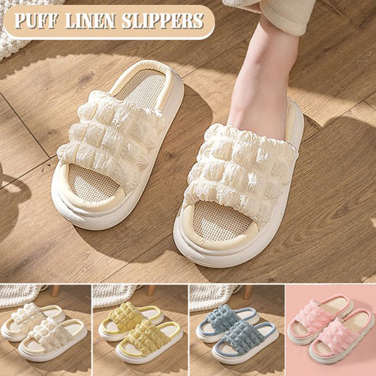 Four Seasons Linen Fabric Ladies Slippers
