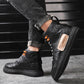 Men Letter Patch Lace-up Front Boots