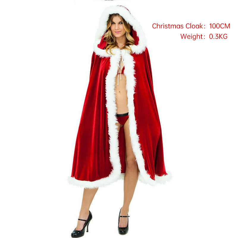 Christmas Costume Adult Women Hooded Cloak
