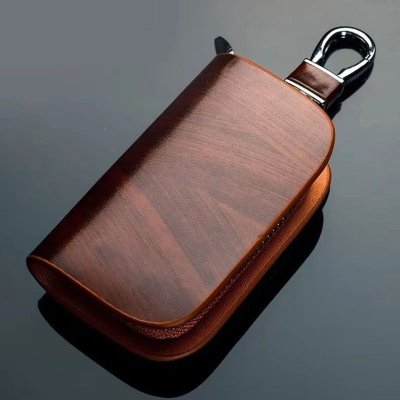 带车标需改图( Buy One Get One Free） Car Logo Leather Wooden Texture Car Key Case