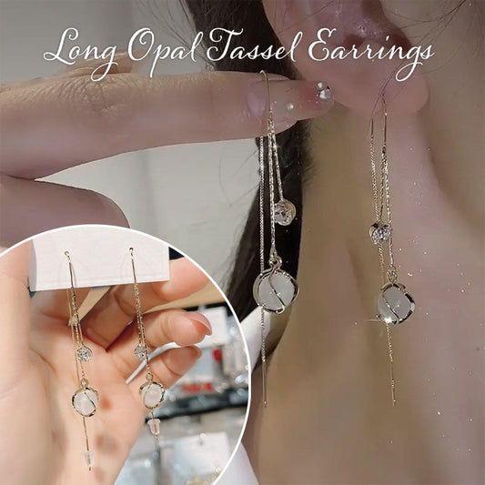Long Opal Tassel Earrings