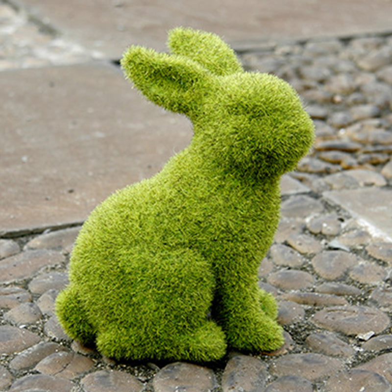 Moss Animal Statue Green Fuzzy Flocked