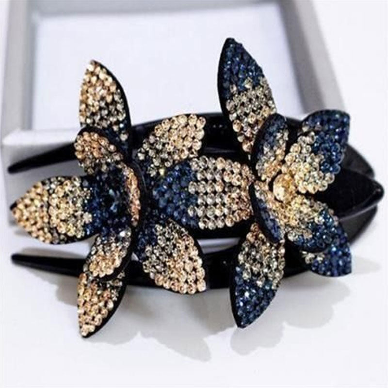 Rhinestone Double Flower Hair Clip