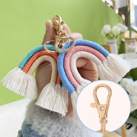 Boho Rainbow Tassel Keychains