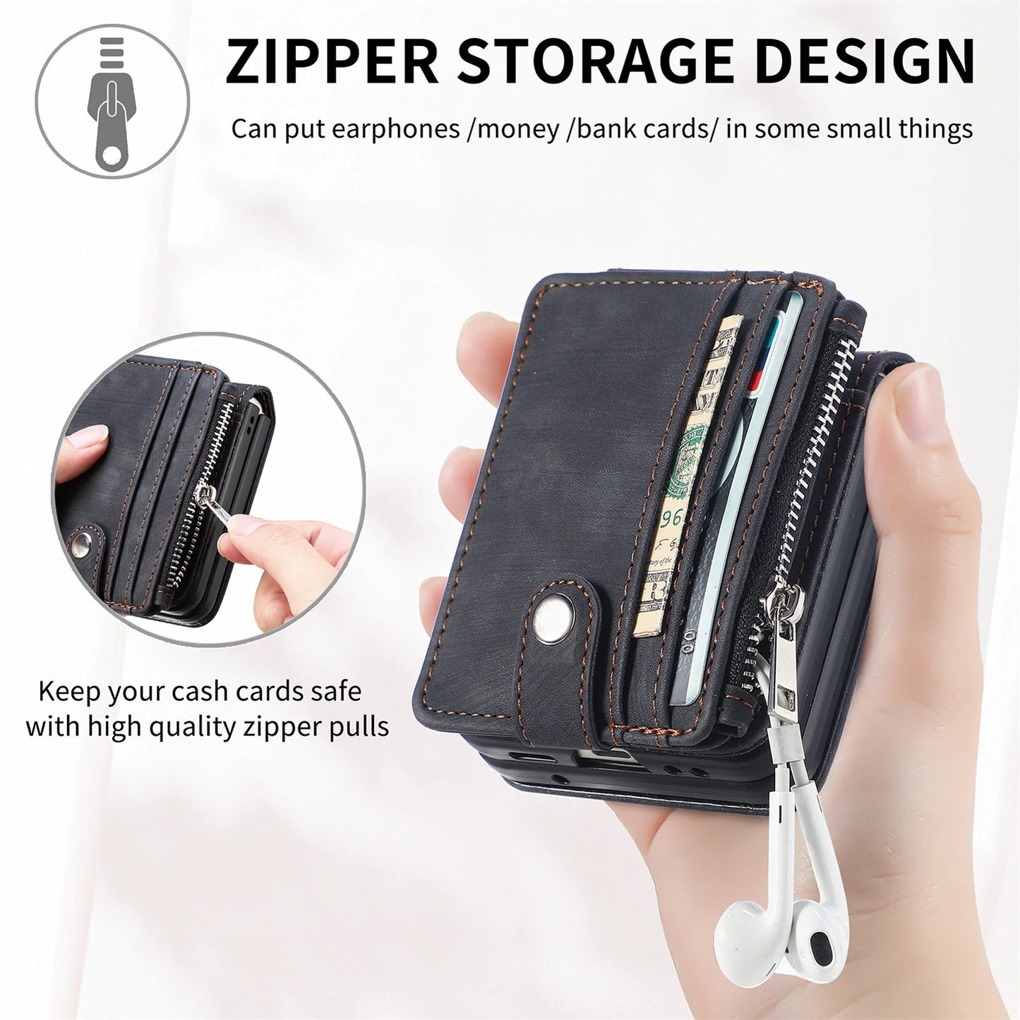 Suitable For Samsung z flip3/4 Wallet Phone Case With Card Holder