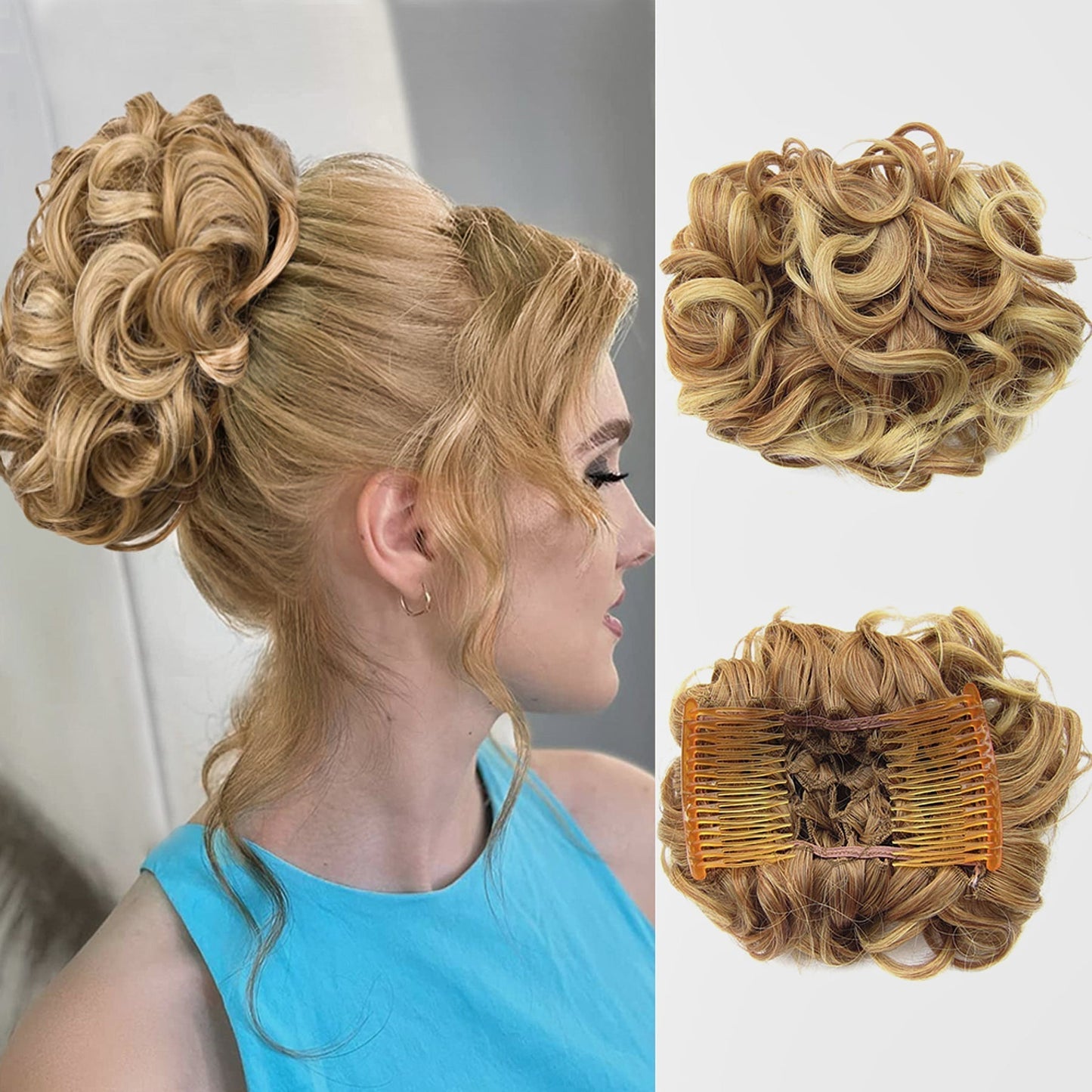 Extension De Chignon Pour Cheveux Bouclés Courts Et Désordonnés / Extension of Short and Messy Curly Hair Bun