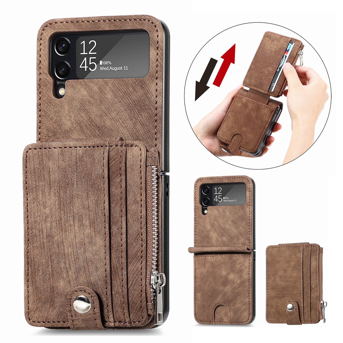 Suitable For Samsung z flip3/4 Wallet Phone Case With Card Holder