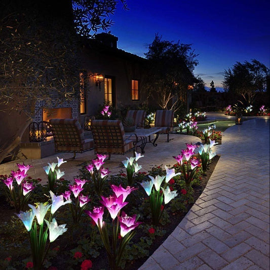 Spring Artificial Lily Solar Garden Stake Lights