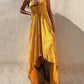 V Neck Slip Sunflower Big Swing Dress
