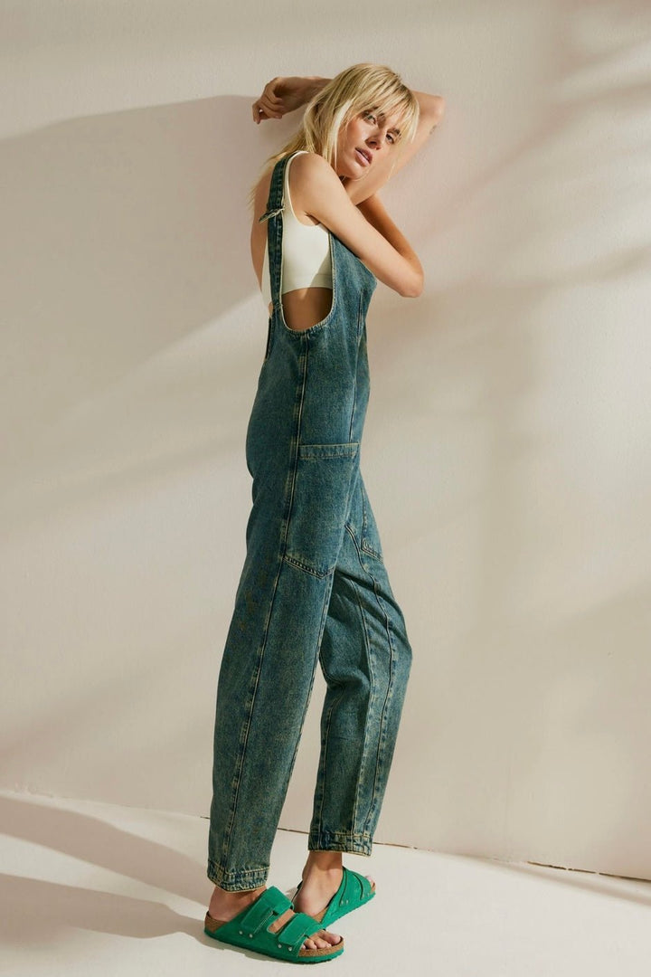 High Roller Denim Jumpsuit With Pockets