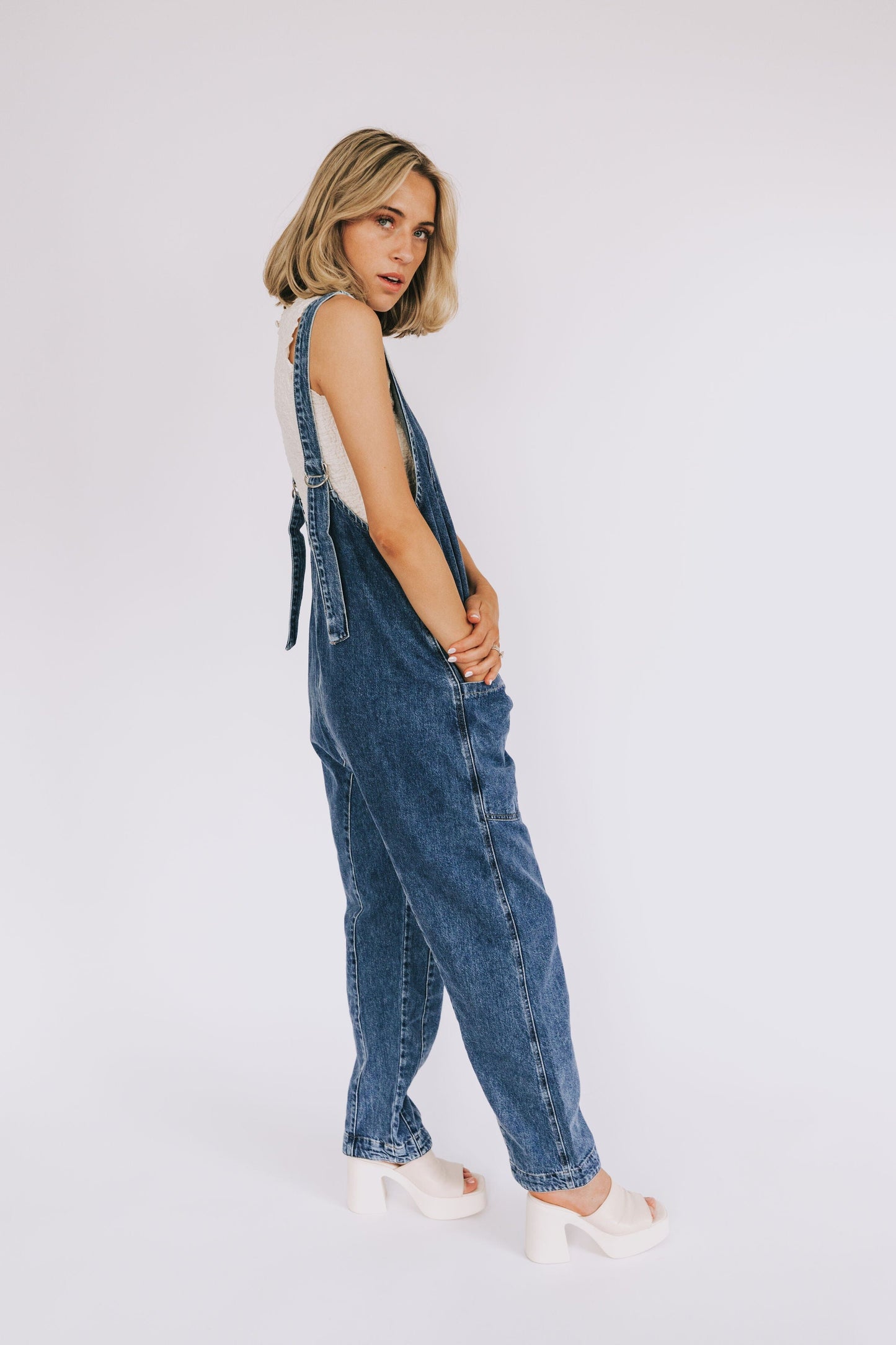 High Roller Denim Jumpsuit With Pockets