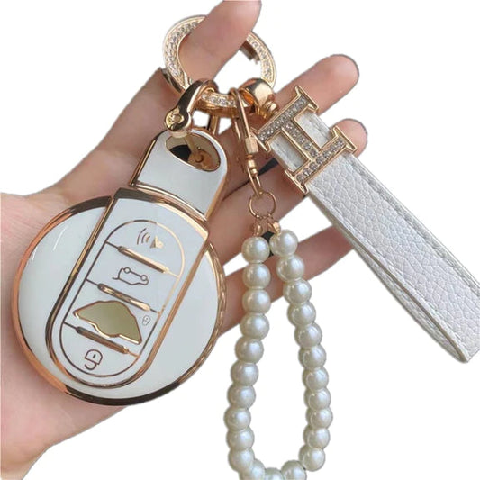 Mini Car Key Case Rhinestones Keychain