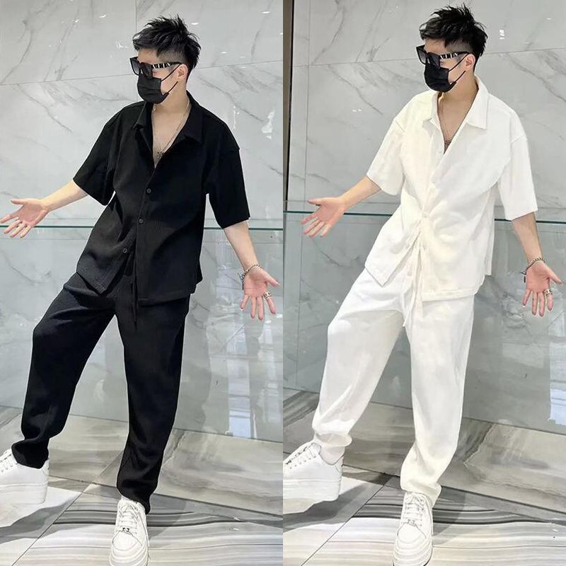 Men's Shirt Casual StripeTwo-Pieces Suit