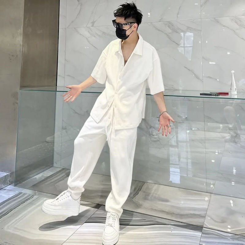 Men's Shirt Casual StripeTwo-Pieces Suit